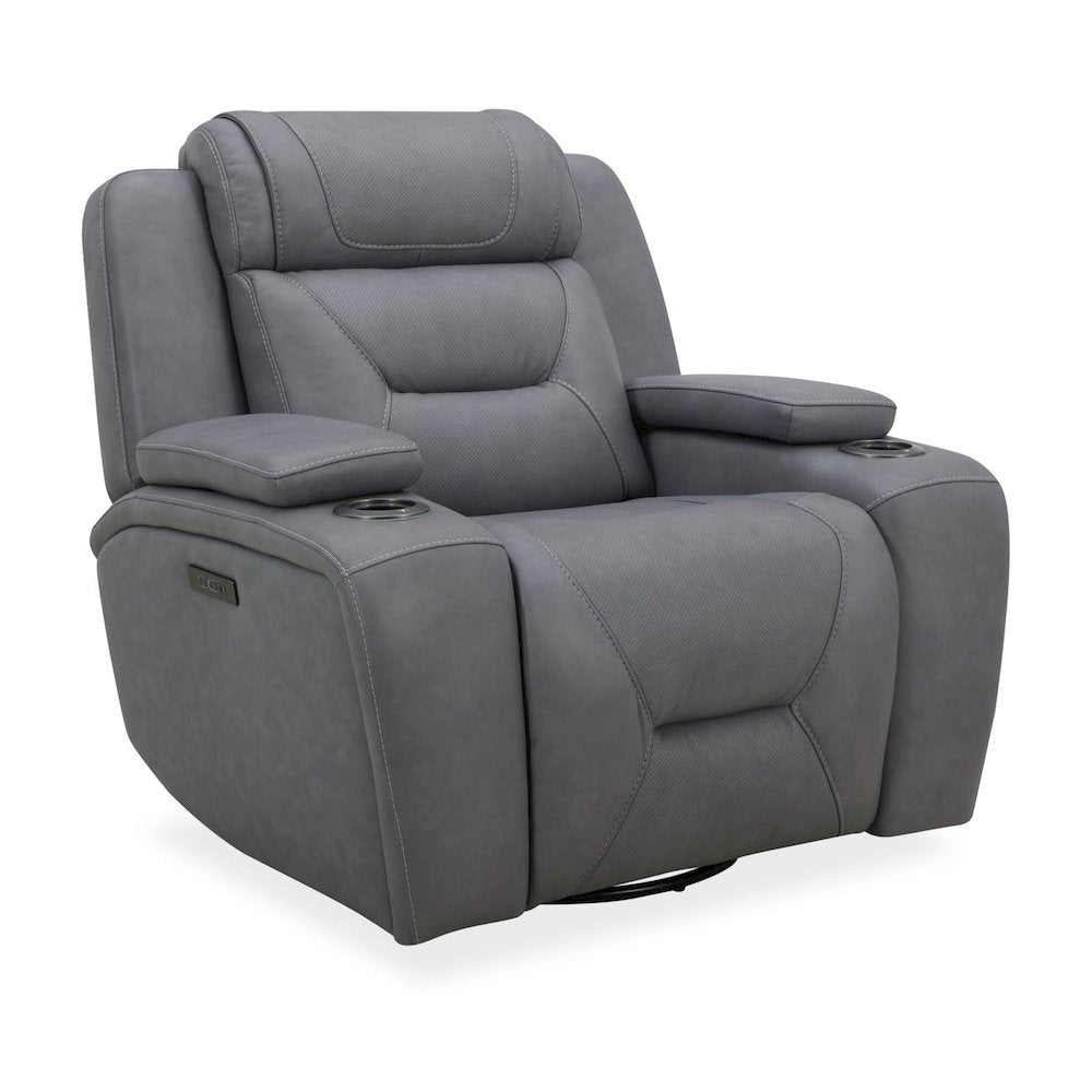 Power Recline Sofa, Loveseat & Recliner - Aline Blue Gray Leather