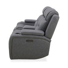 Power Recline Sofa & Loveseat with Charging Ports - Aline Blue Gray Leather