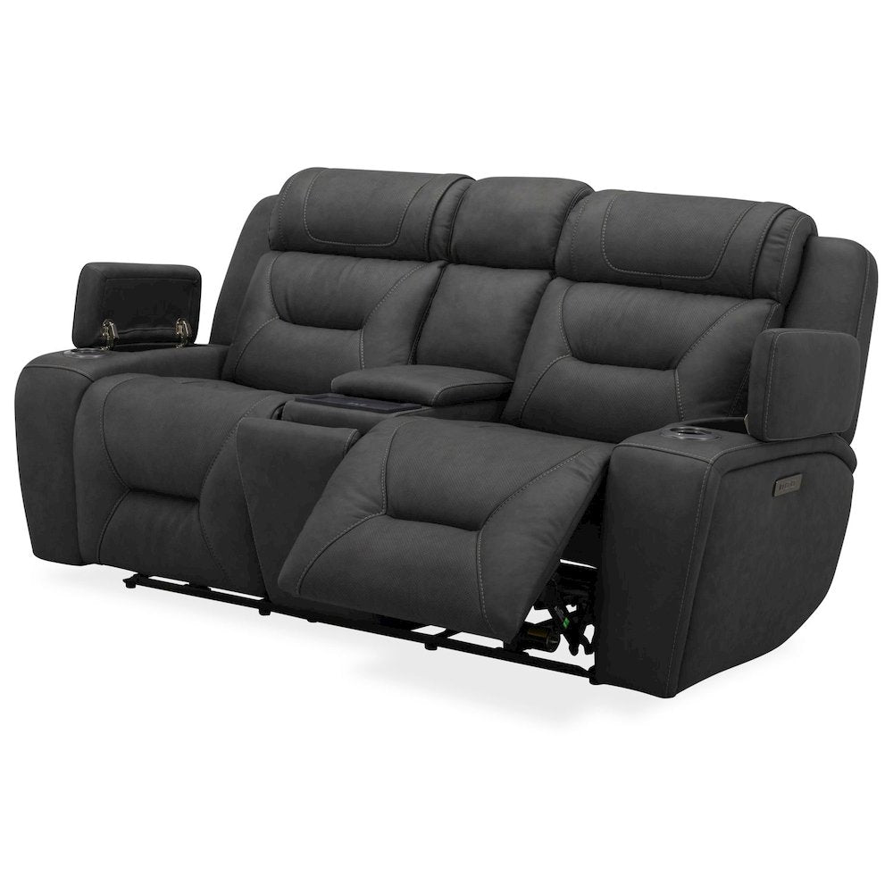 Chapman Power Recline Sofa & Loveseat with Charging Ports - Aline Coal Leather