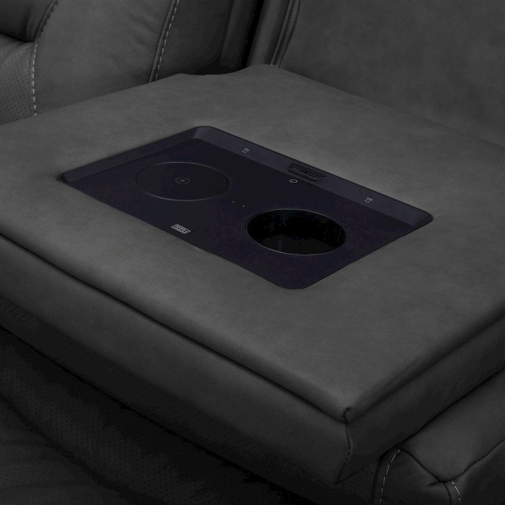 Chapman Power Recline Sofa & Loveseat with Charging Ports - Aline Coal Leather