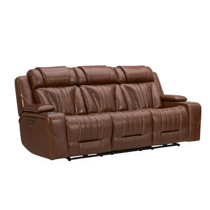 Power Recline Sofa & Loveseat with Charging Ports - Nature Chestnut Leather