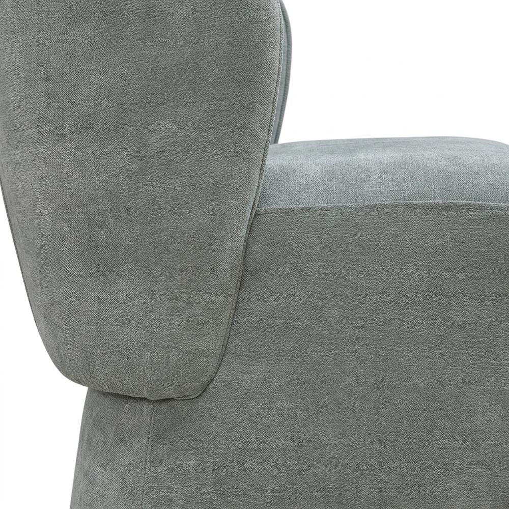 Solid Wood Upholstered Accent Dining Chair with Castors, Eclectic Style, Gray