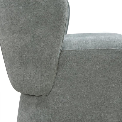 Solid Wood Upholstered Accent Dining Chair with Castors, Eclectic Style, Gray