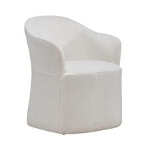 Accent Dining Chairs with Castors - Squared Arm - Ivory Upholstry - Set of Four