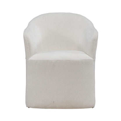Accent Dining Chairs with Castors - Squared Arm - Ivory Upholstry - Set of Four