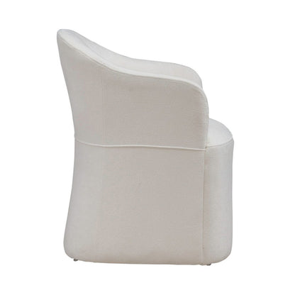 Accent Dining Chairs with Castors - Squared Arm - Ivory Upholstry - Set of Four
