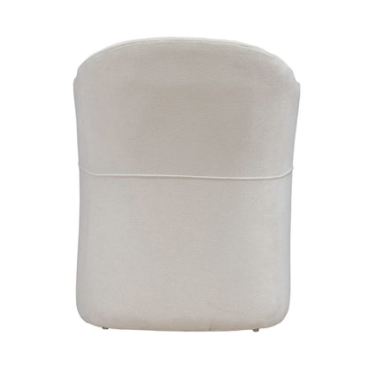 Accent Dining Chairs with Castors - Squared Arm - Ivory Upholstry - Set of Four