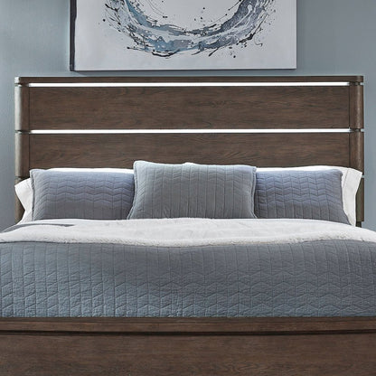 Cascade Falls King Panel Bed Headboard with LED Touch Light - Satin Espresso