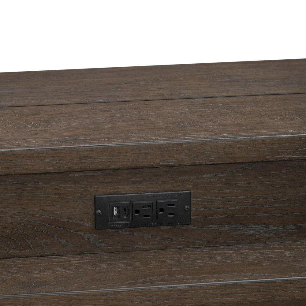 Console Bar Table with Charging Station - Satin Espresso