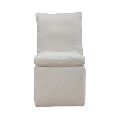 Accent Dining Chairs with Castors - Squared Back - Ivory Upholstry - Set of Four