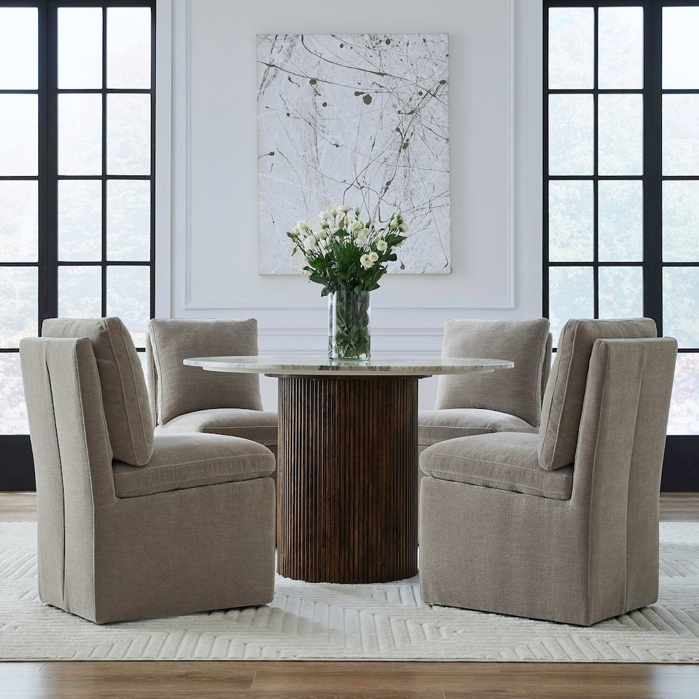 Accent Dining Chairs with Castors - Truffle Upholstry - Set of Four