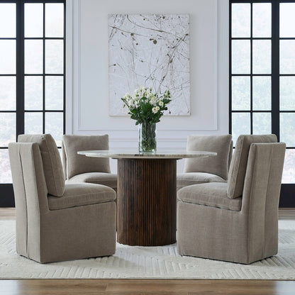 Accent Dining Chairs with Castors - Truffle Upholstry - Set of Four