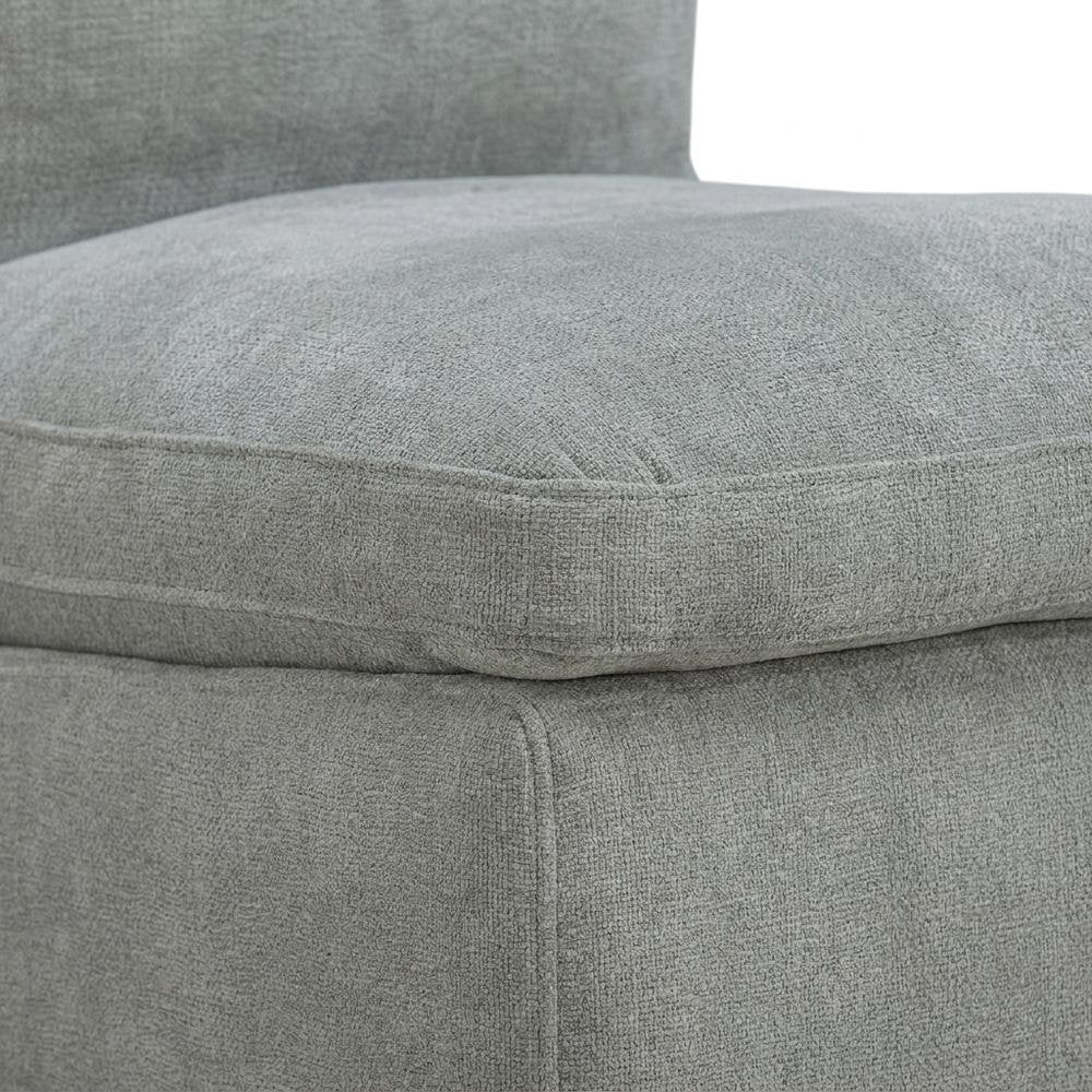 Solid Wood Upholstered Accent Dining Chair with Castors, Eclectic Style, Gray