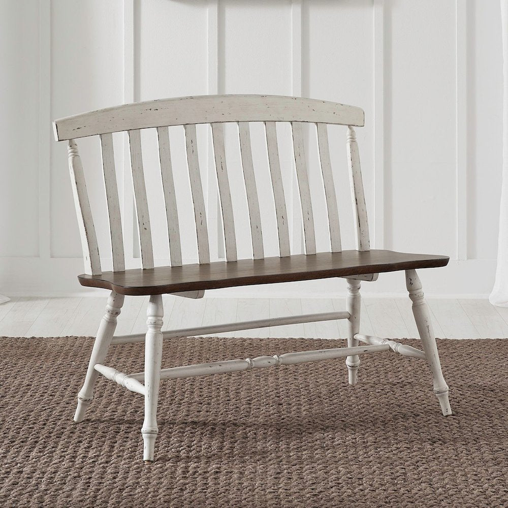 6 Piece Rectangular Table Set with 4 Dining Chairs, Bench -Graphite & Whitestone