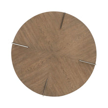3 Piece Set - Round Cocktail Table, 2 End Tables - Sandstone & Satin Nickel
