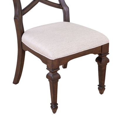 Providence Park 5 Piece Trestle Table Set with 4 Wood Back Chairs -Chateau Brown