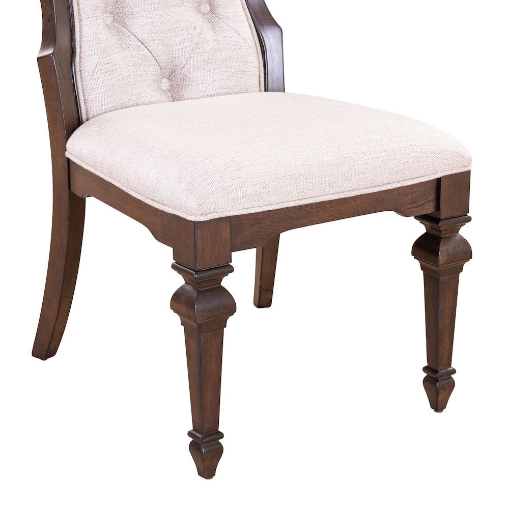 5 Piece Trestle Table Set with 4 Upholstered Chairs - Chateau Brown