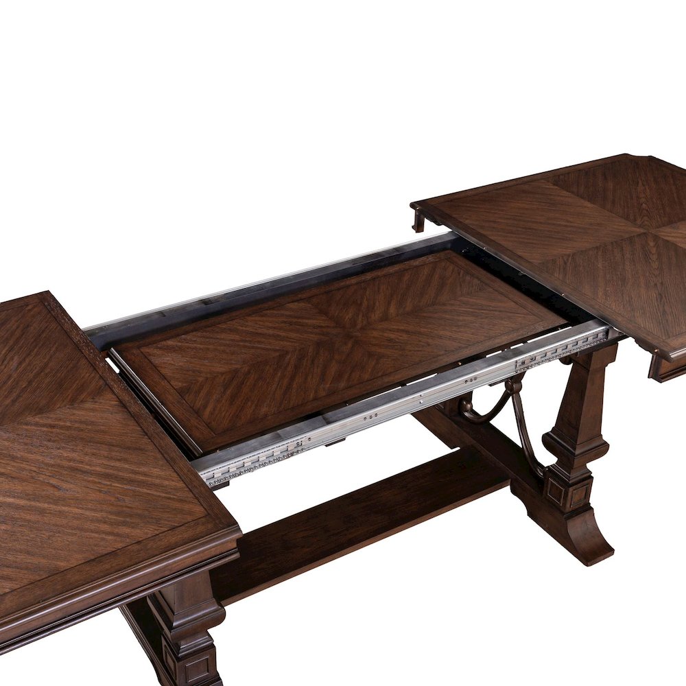 Providence Park 5 Piece Trestle Table Set with 4 Wood Back Chairs -Chateau Brown