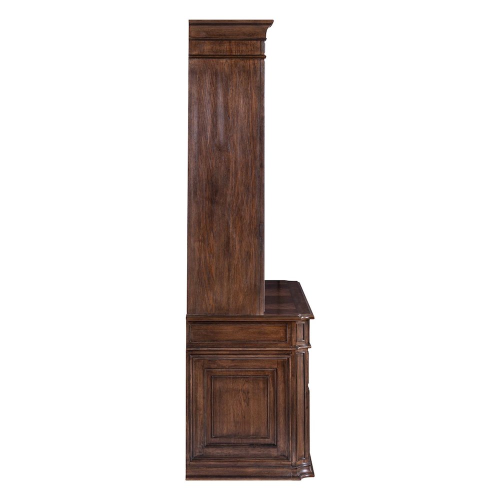 Credenza & Hutch Desk Set with LED Touch Light Locking File Drawers