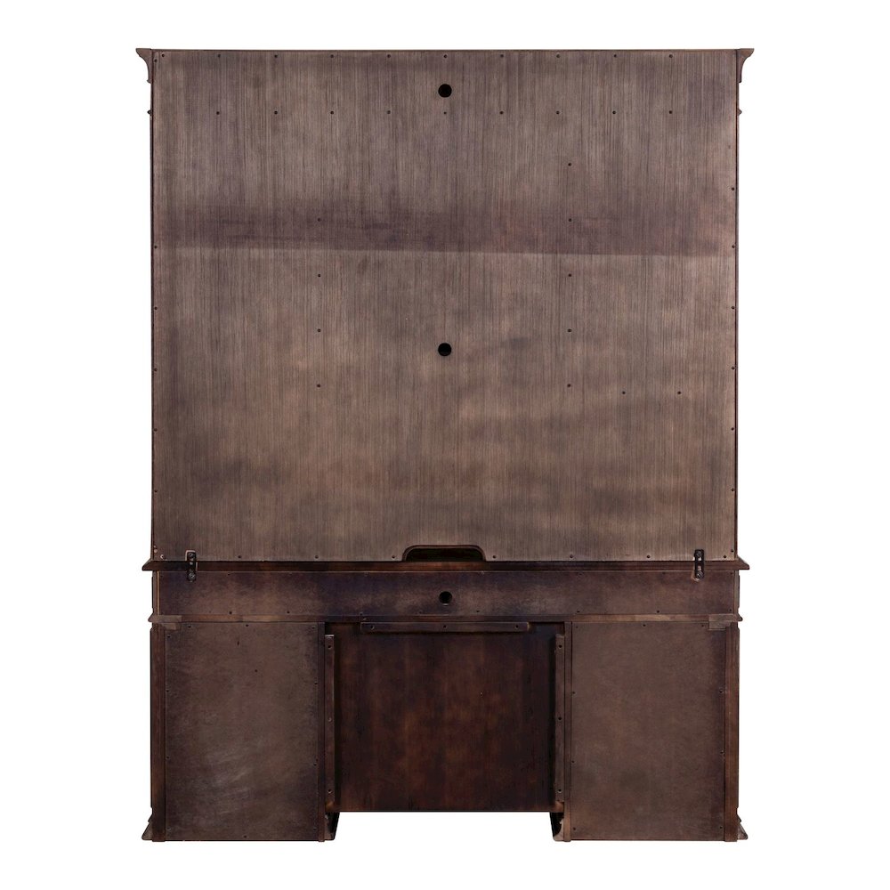 Credenza & Hutch Desk Set with LED Touch Light Locking File Drawers