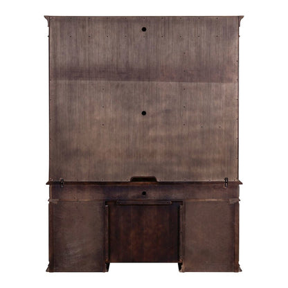 Credenza & Hutch Desk Set with LED Touch Light Locking File Drawers