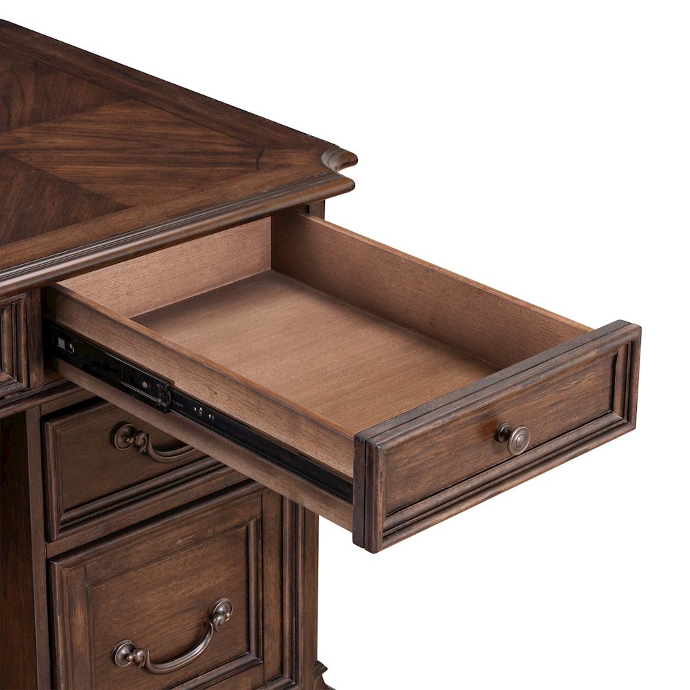Credenza & Hutch Desk Set with LED Touch Light Locking File Drawers