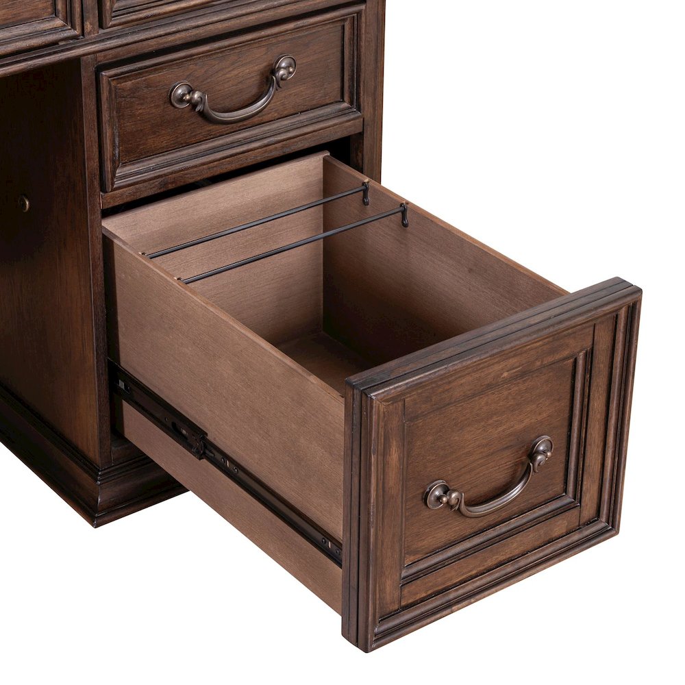 Credenza & Hutch Desk Set with LED Touch Light Locking File Drawers