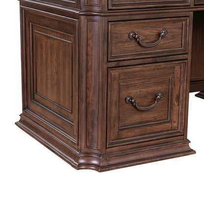 Credenza & Hutch Desk Set with LED Touch Light Locking File Drawers