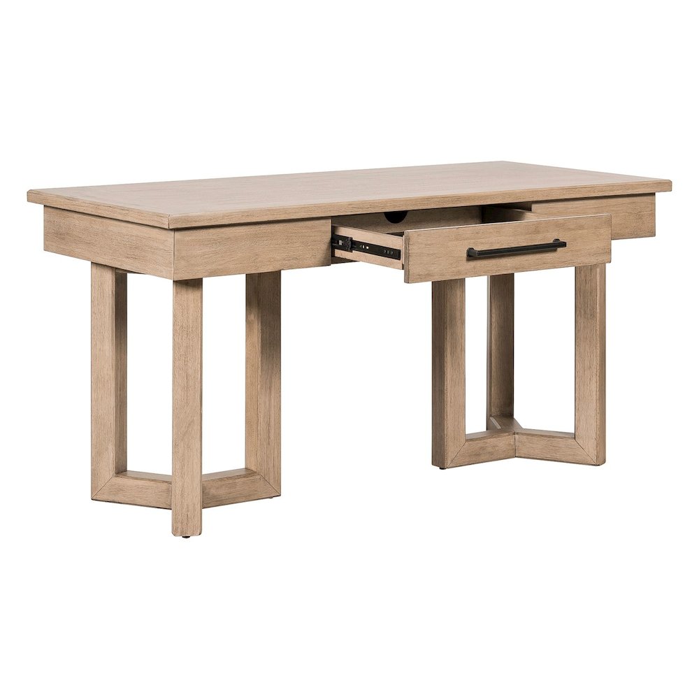 2 Pc Desk Set - Writing Desk, Credenza with File Storage Drawer - Barley Buff