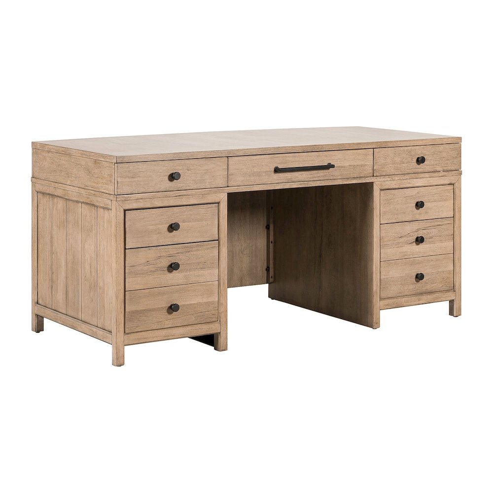 Executive Desk with Keyboard Tray Locking File Drawers Home Office Storage