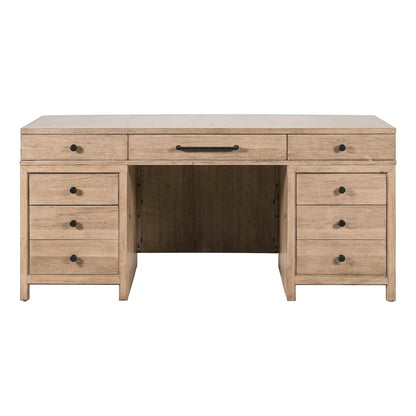 Executive Desk with Keyboard Tray Locking File Drawers Home Office Storage