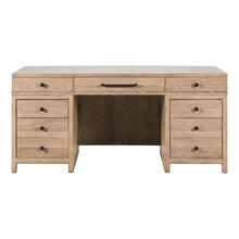 Executive Desk with Keyboard Tray Locking File Drawers Home Office Storage