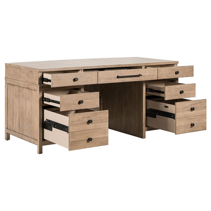 Executive Desk with Keyboard Tray Locking File Drawers Home Office Storage