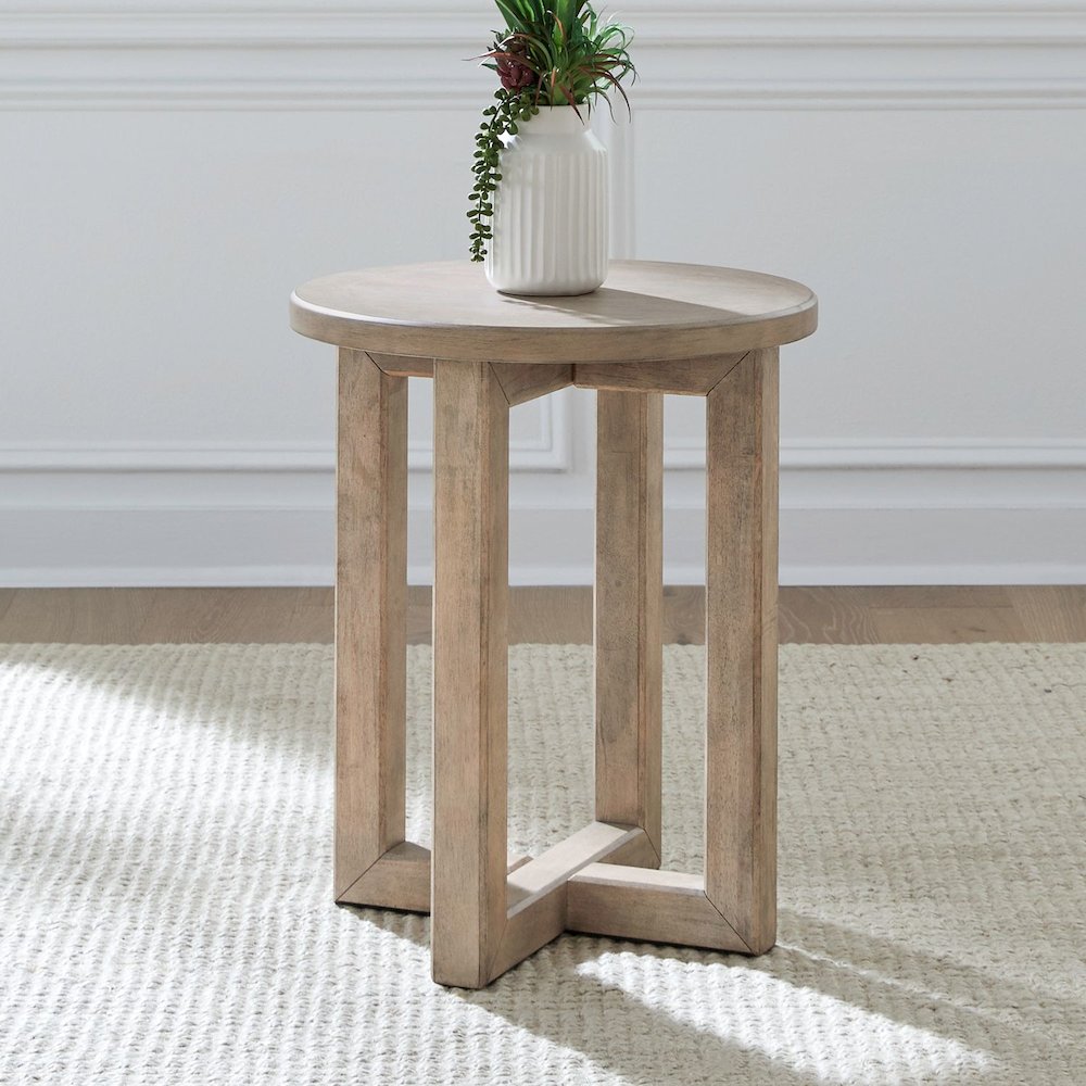 3 Pc Living Room Set - Cocktail Table, Chairside Table  - Barley Buff Birch Wood