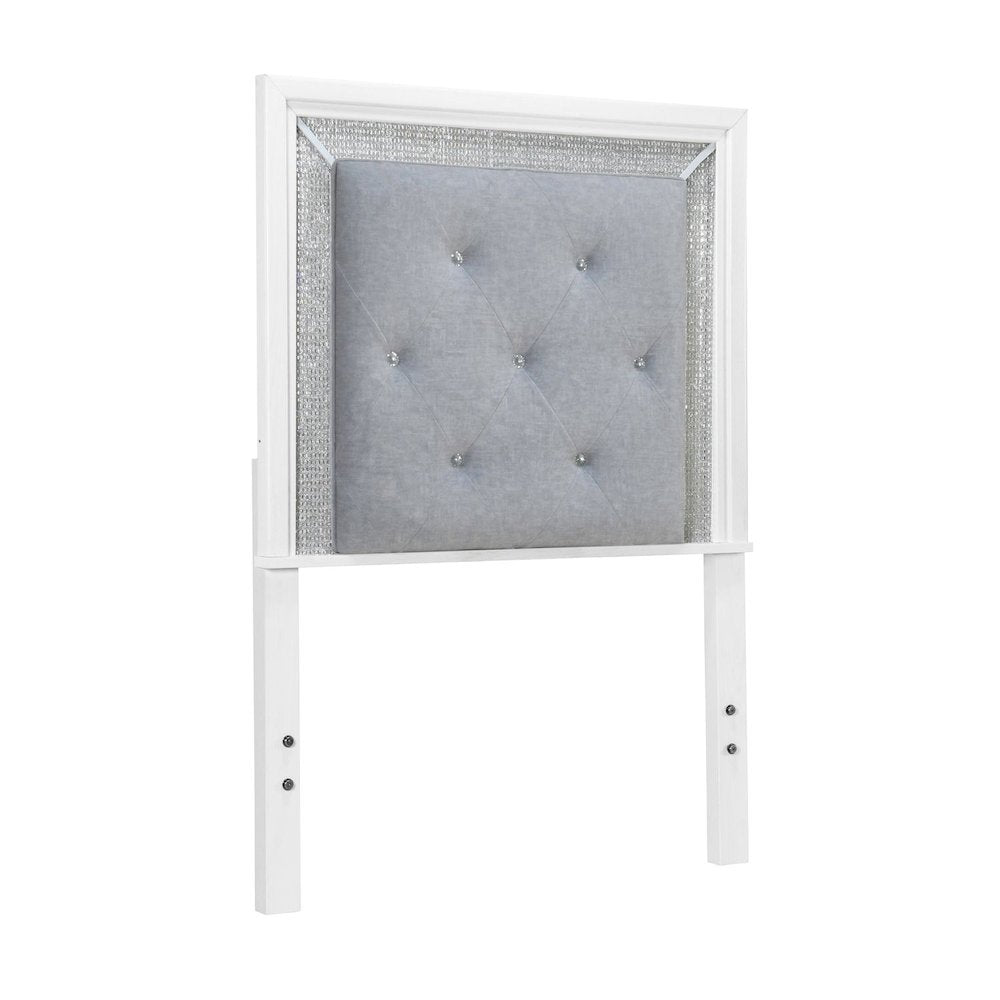 Reflections Twin Upholstered Panel Bed Headboard with Touch Lights - Pearl
