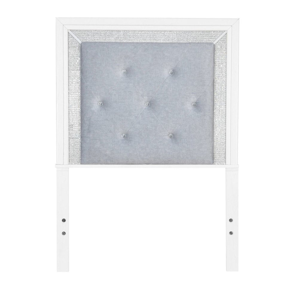 Reflections Twin Upholstered Panel Bed Headboard with Touch Lights - Pearl