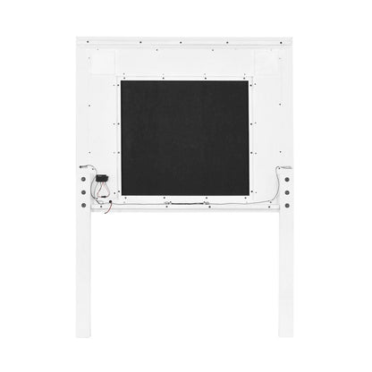 Reflections Twin Upholstered Panel Bed Headboard with Touch Lights - Pearl