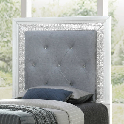Reflections Twin Upholstered Panel Bed Headboard with Touch Lights - Pearl