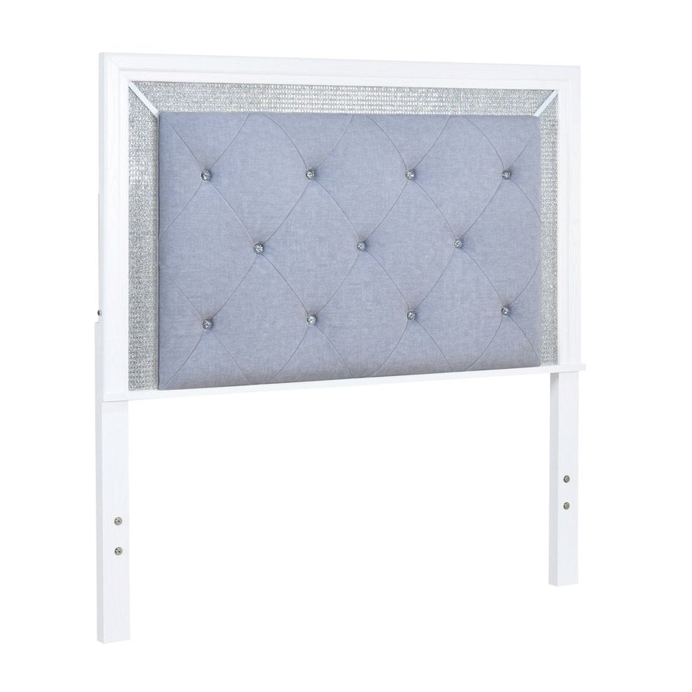 Reflections Full Upholstered Panel Bed Headboard with Touch Lights - Pearl