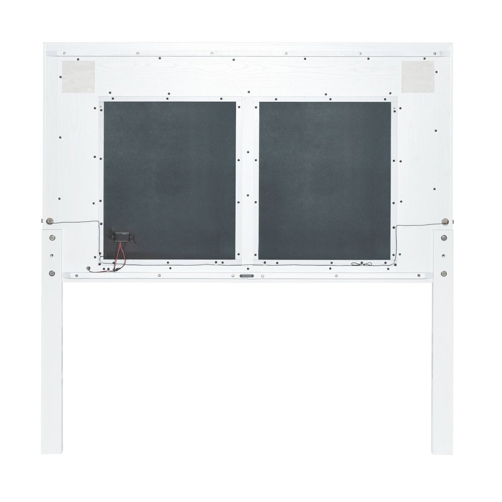 Reflections Full Upholstered Panel Bed Headboard with Touch Lights - Pearl