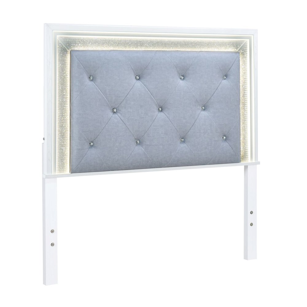 Reflections Full Upholstered Panel Bed Headboard with Touch Lights - Pearl