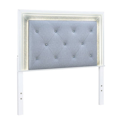 Reflections Full Upholstered Panel Bed Headboard with Touch Lights - Pearl