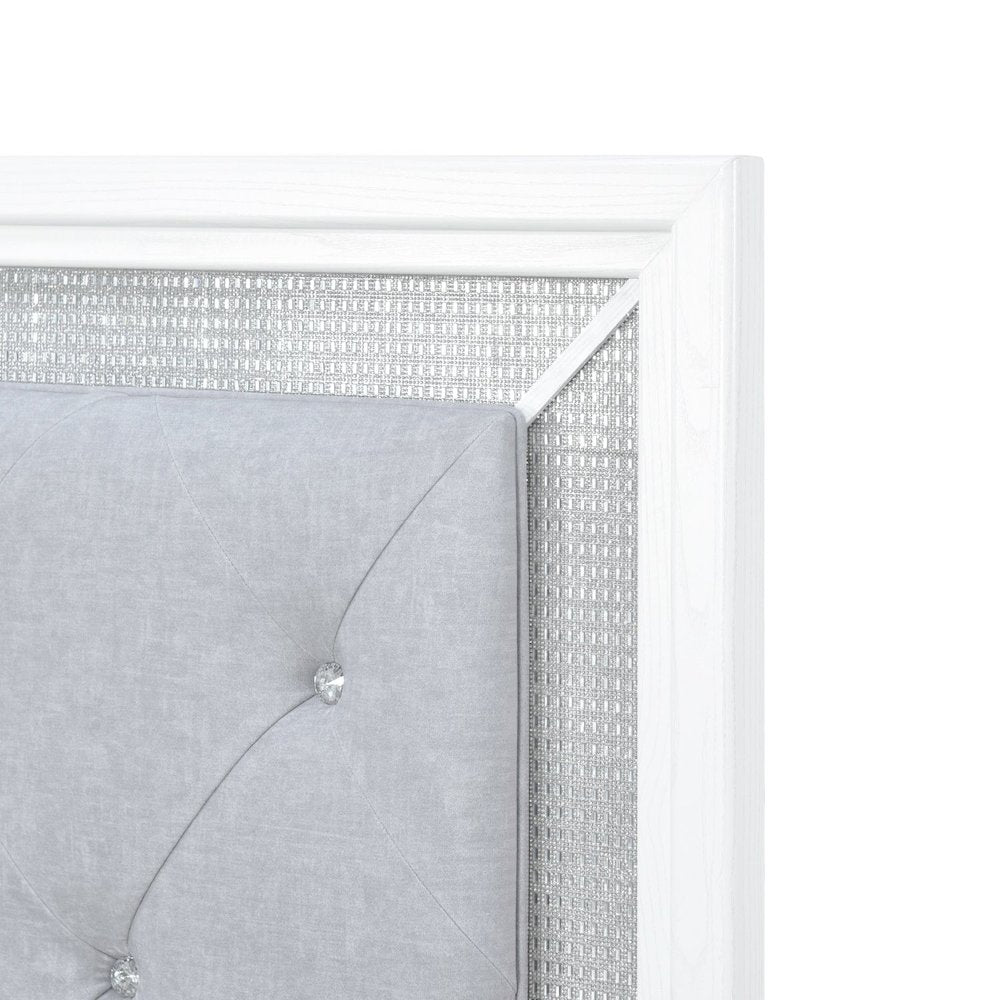 Reflections Full Upholstered Panel Bed Headboard with Touch Lights - Pearl