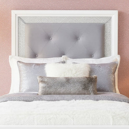 Reflections Full Upholstered Panel Bed Headboard with Touch Lights - Pearl