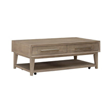 3 Piece Living Room Set, Cocktail Table, 2 Drawer End Tables -Sandstone Oak Wood
