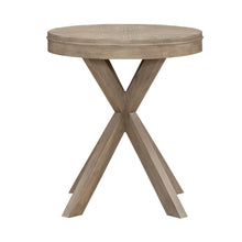 3 Piece Living Room Set, Cocktail Table, 2 Round End Tables - Sandstone Oak Wood