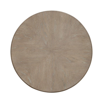 3 Piece Living Room Set, Cocktail Table, 2 Round End Tables - Sandstone Oak Wood
