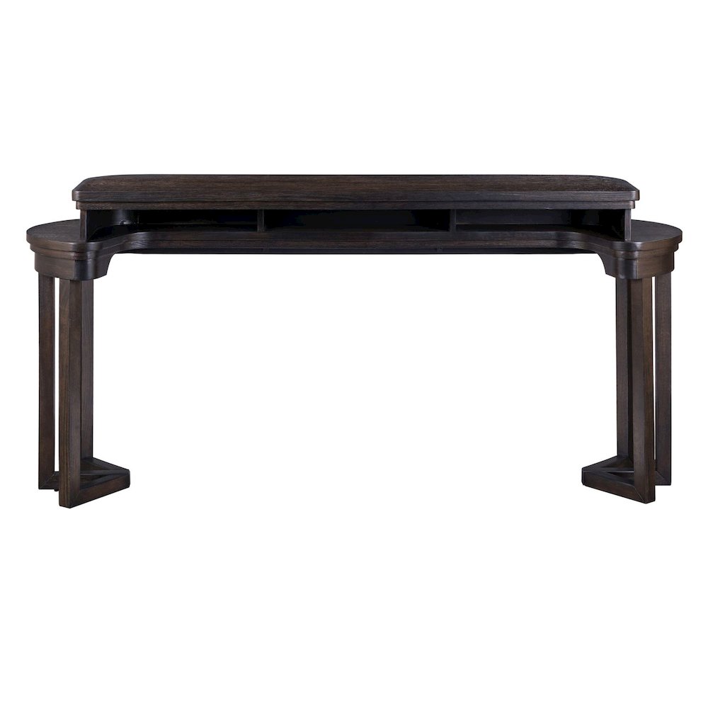 Living Room Console Bar Table - AC USB Charging Station  - Peppercorn Oak Wood