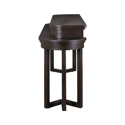 Living Room Console Bar Table - AC USB Charging Station  - Peppercorn Oak Wood