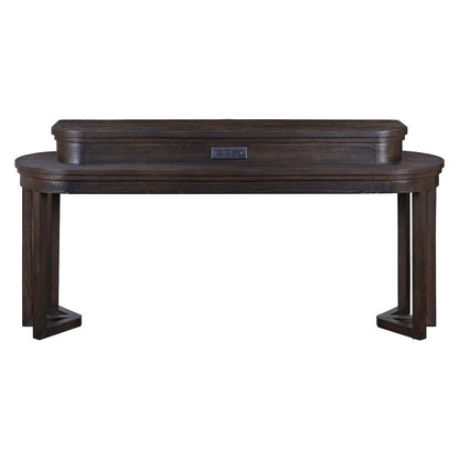 Living Room Console Bar Table - AC USB Charging Station  - Peppercorn Oak Wood